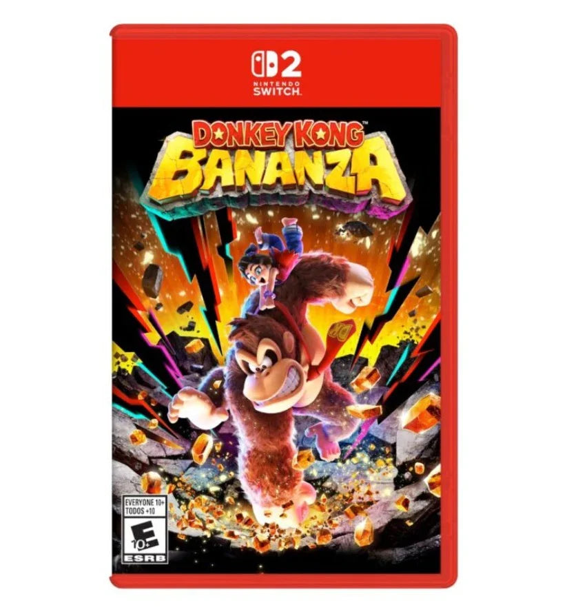 Nintendo Donkey Kong Bananza video game for Nintendo Switch, showing colorful game cover artwork with Donkey Kong characters.